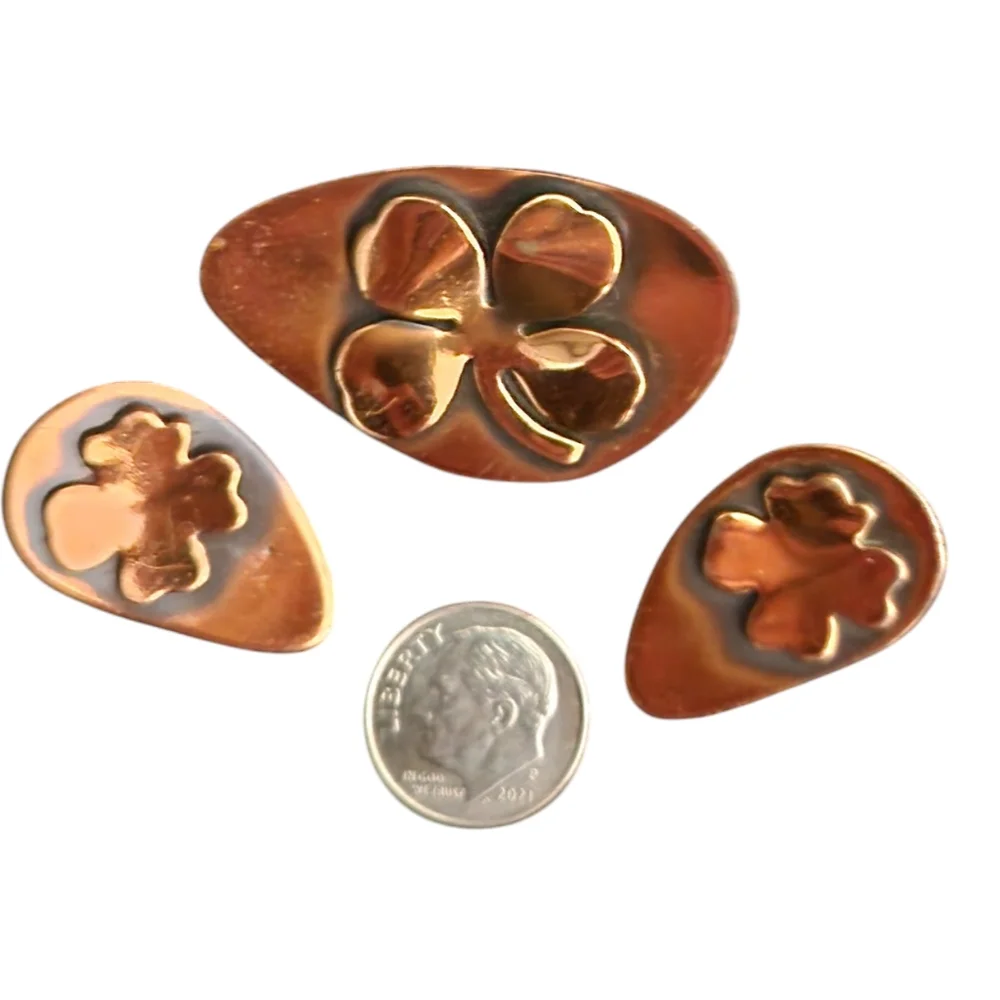 Vintage Four Leaf Clover Brooch and Earrings - Picture 5 of 7